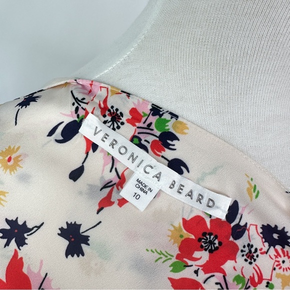 Veronica Beard Floral Blouse with Bow | Long Sleeve Silk Top | Size 10 - Picture 5 of 5